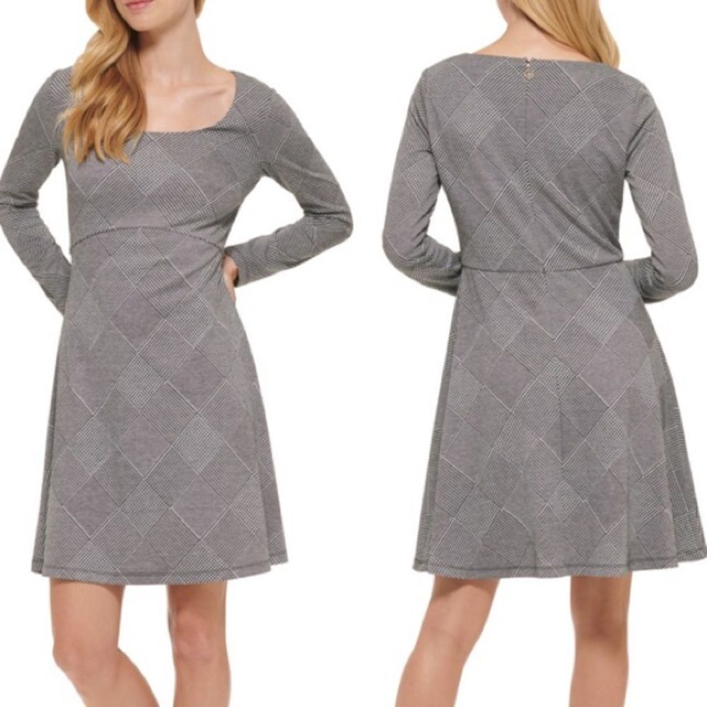 Tommy Hilfiger Diamond Checked Dress Black and White Size 8 NWT